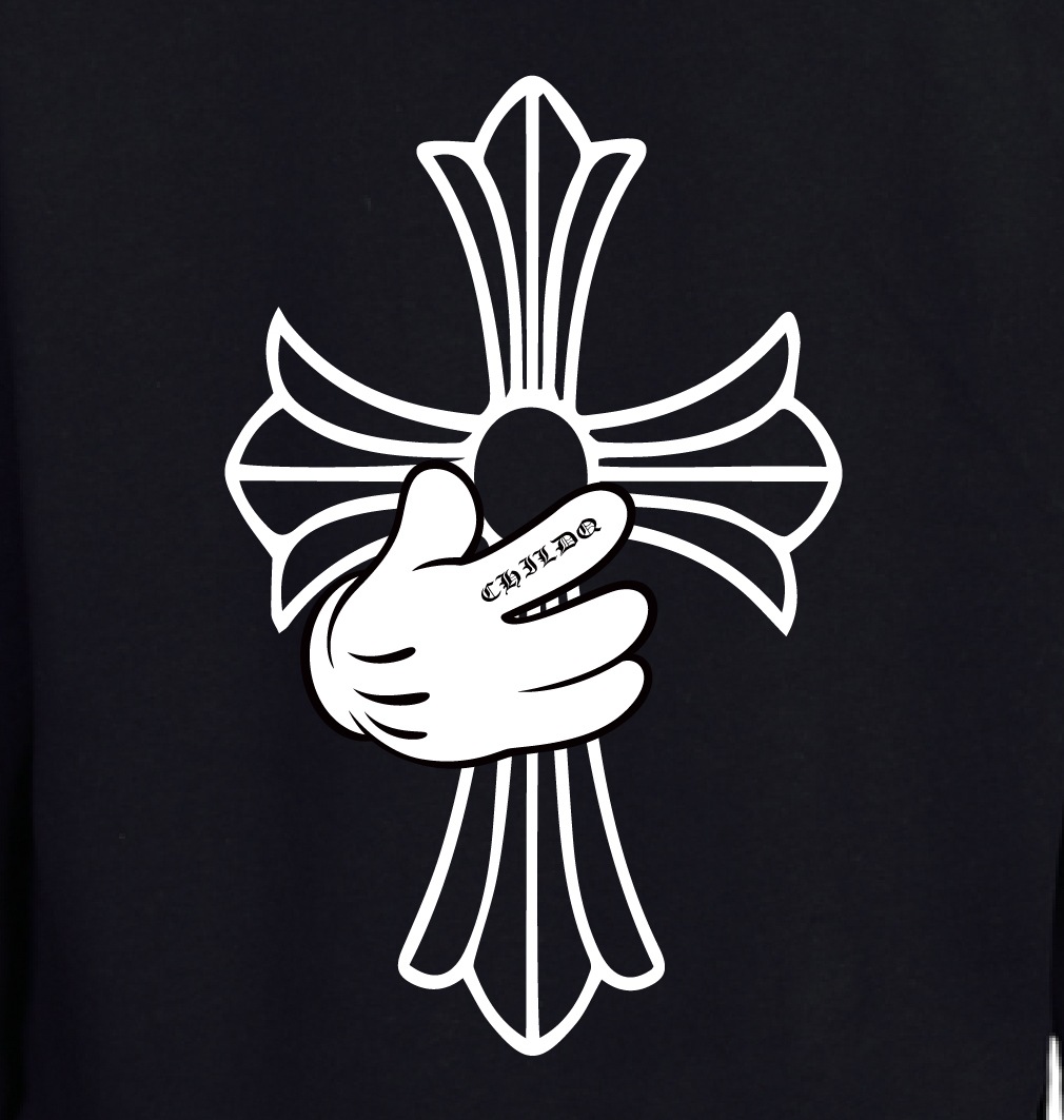 Cross hand Hoodie Black