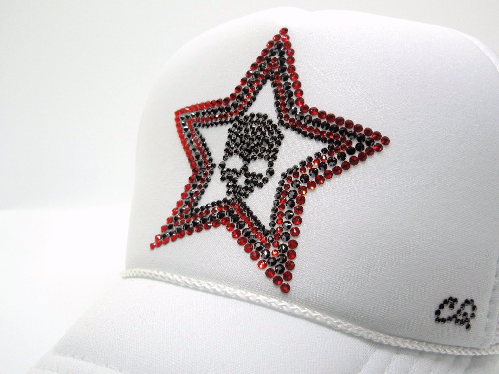 Stars Skull Swarovski Cap White��Red