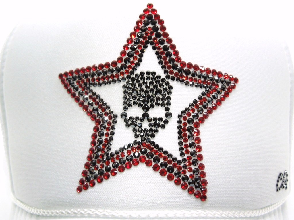 Stars Skull Swarovski Cap White��Red