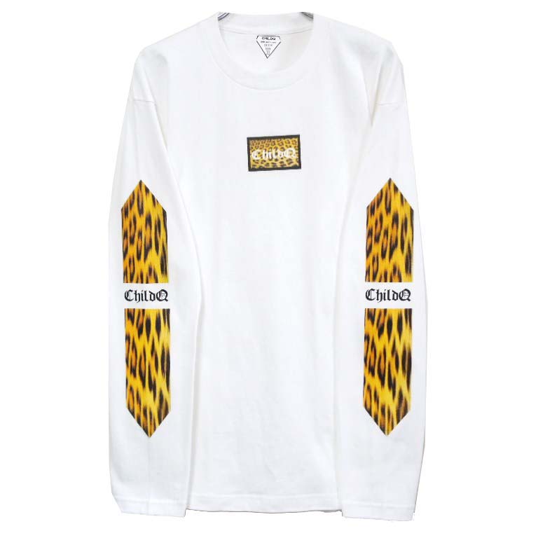 Leopard print long T-shirt white