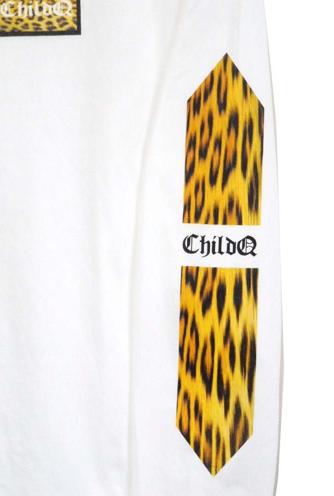 Leopard print long T-shirt white