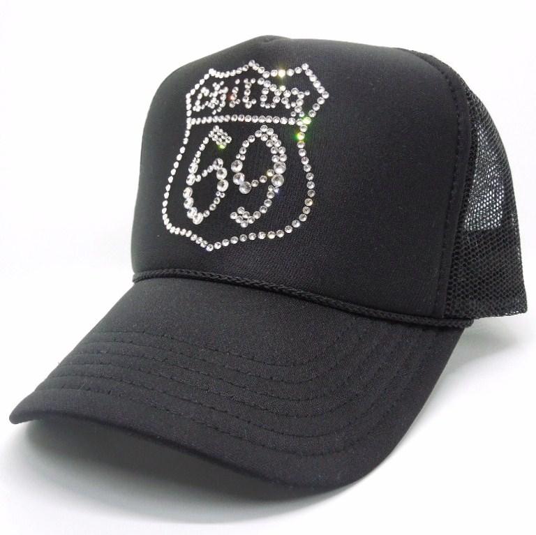 Route 69 Swarovski cap Black