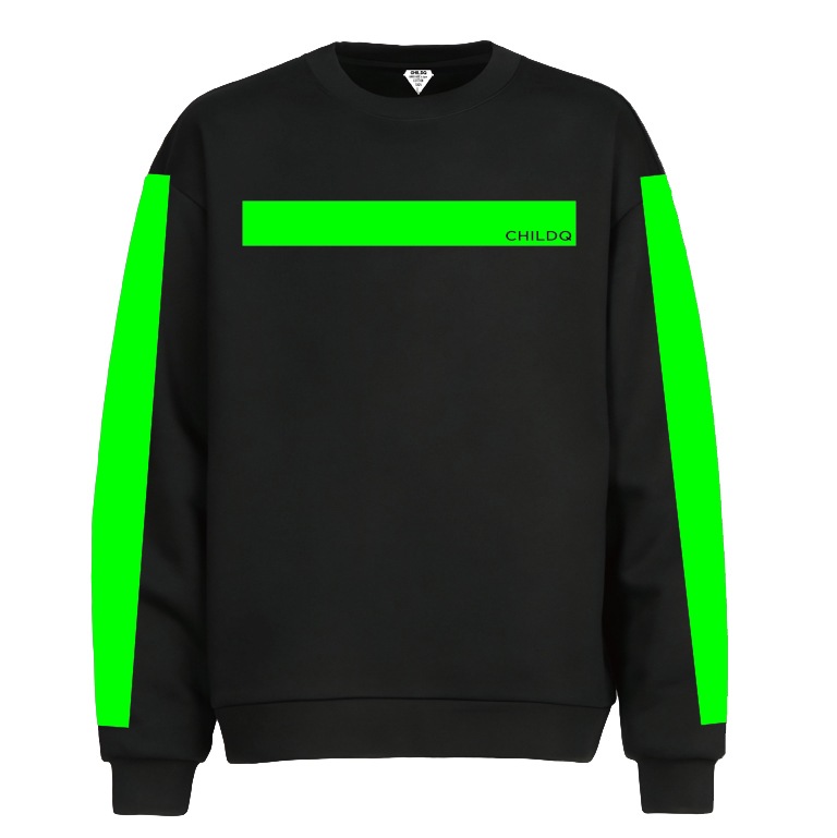 Vivid Green Line Sweat Black