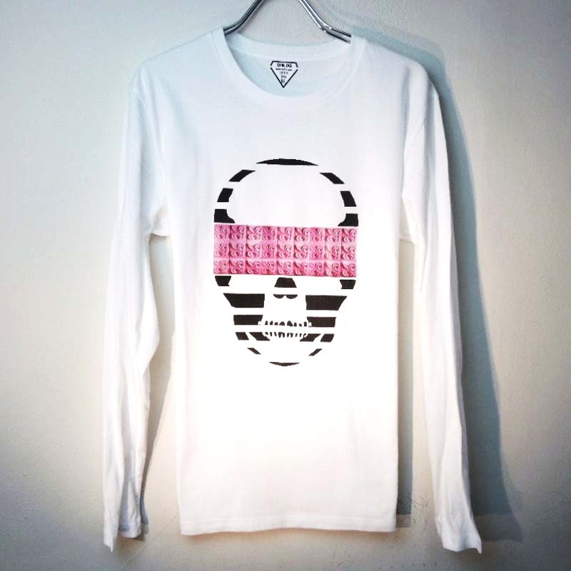 Skull crest monogram White��Pink