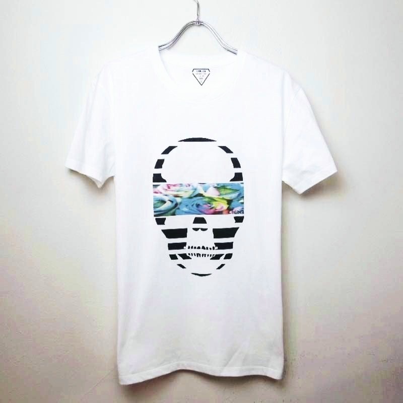Skull Blue flower��White