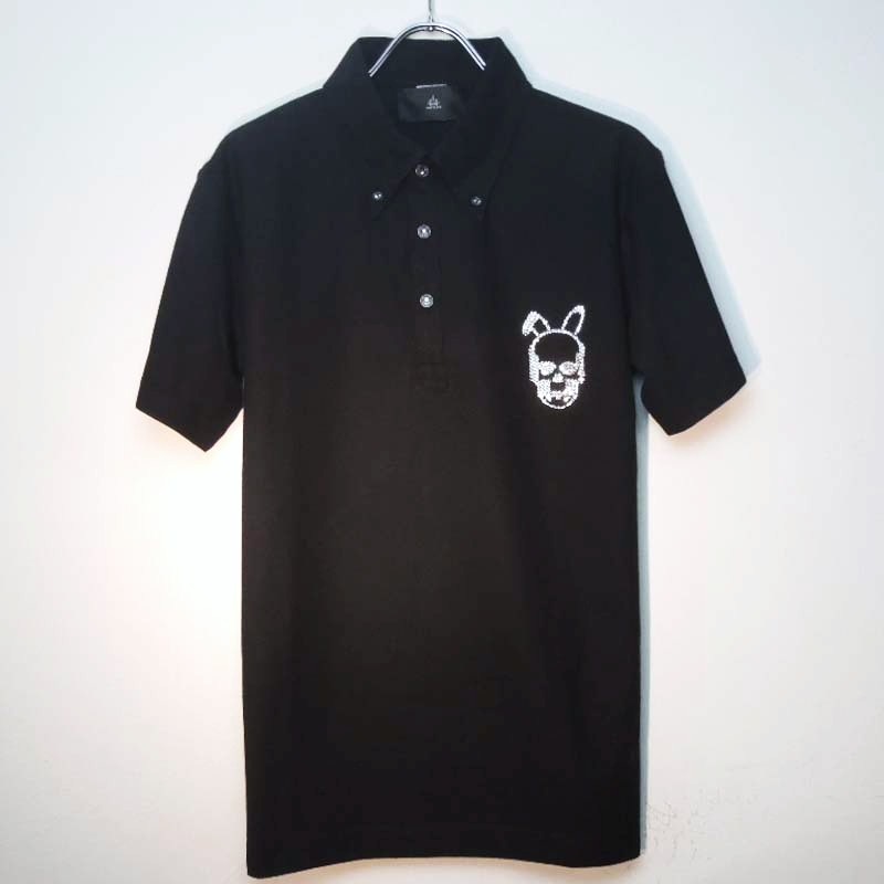 Skull Bunny Swarovski Polo shirt��Black��