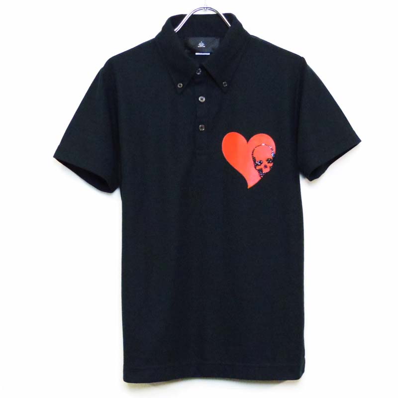 Skull Heart Swarovski polo shirt black�� red
