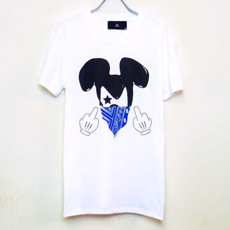 Gangster mouse Swarovski T-shirt White��Blue