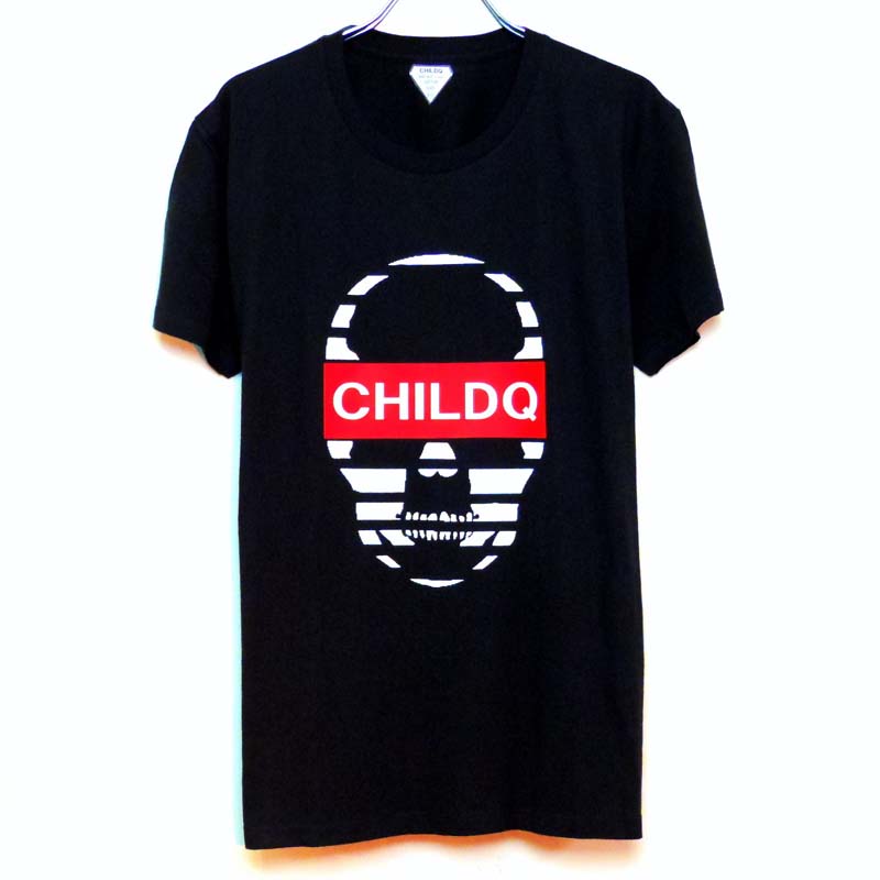 Skull CHILDQ Red Font T-shirt��Black
