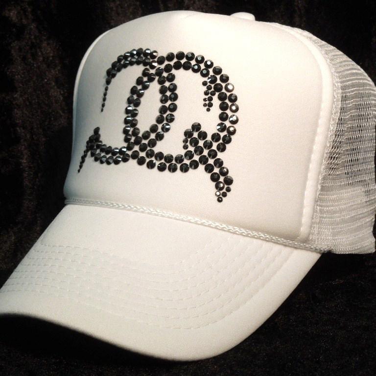 CQ cross Swarovski cap white