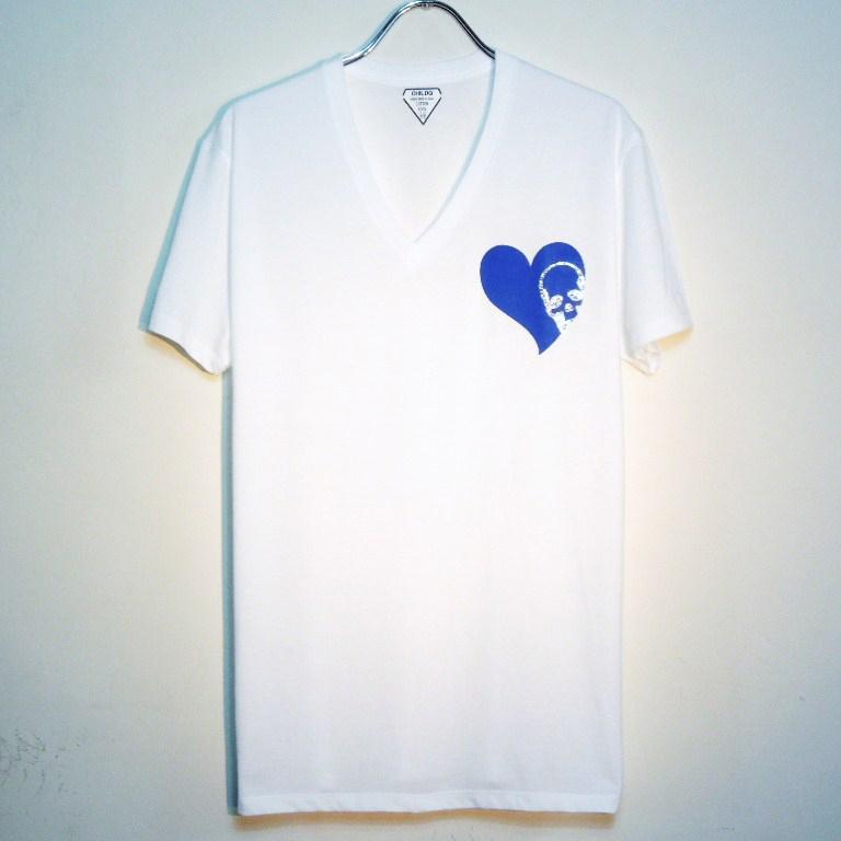 Swarovski Skull Heart T-shirt��White��blue