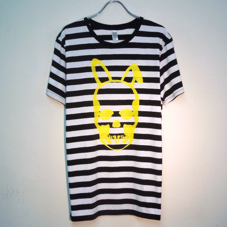 Skull Bunny Border T-shirt  Yellow