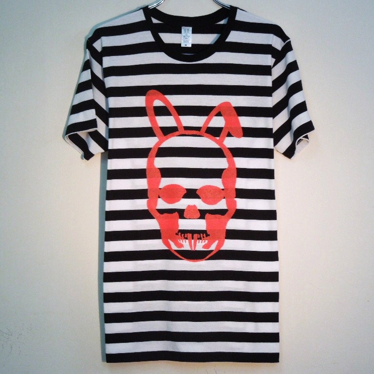 Skull Bunny Border T-shirt  Red