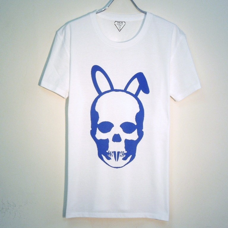 Skull Bunny T-shirt white��Blue