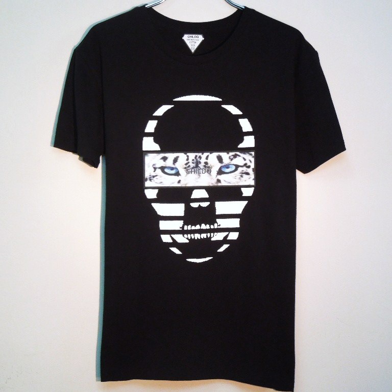 Skull White Tiger T-shirt  Black��