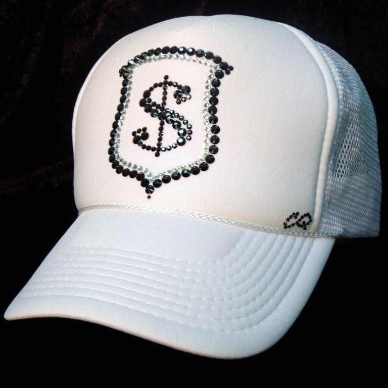 Money emblem Swarovski white cap