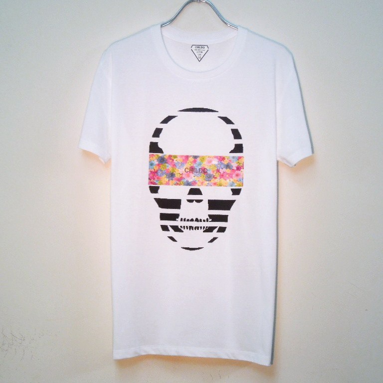 Skull Colorful flower white