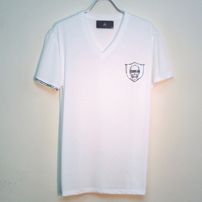 Skull emblem Swarovski T-shirt��white
