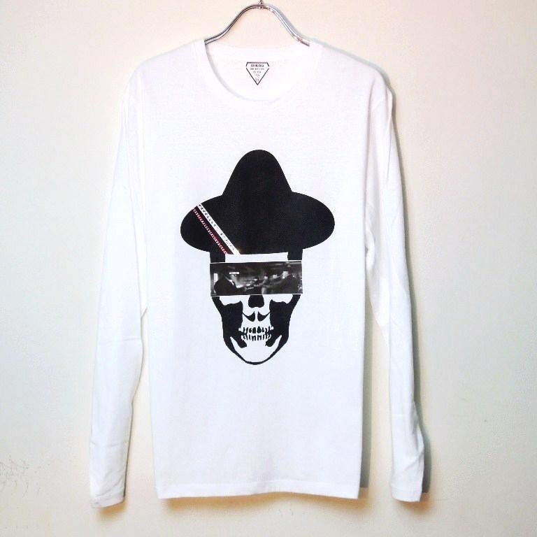 Skull Hat Mafia Swarovski Long T-shirt white