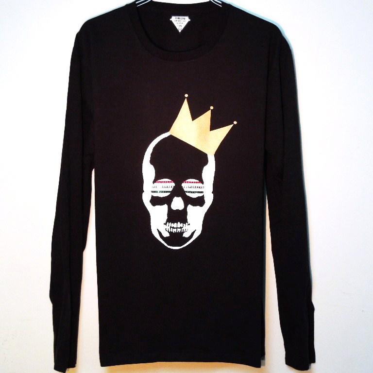 Skull Crown Swarovski Long T-shirt Gold �� Black