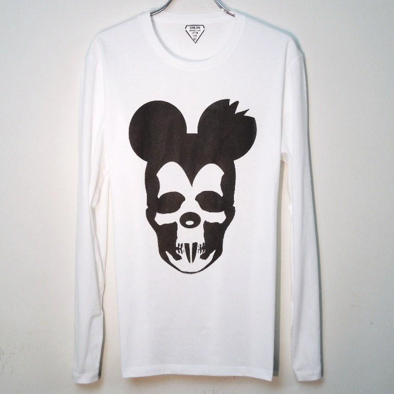 Skull Mouse Long T-shirt White