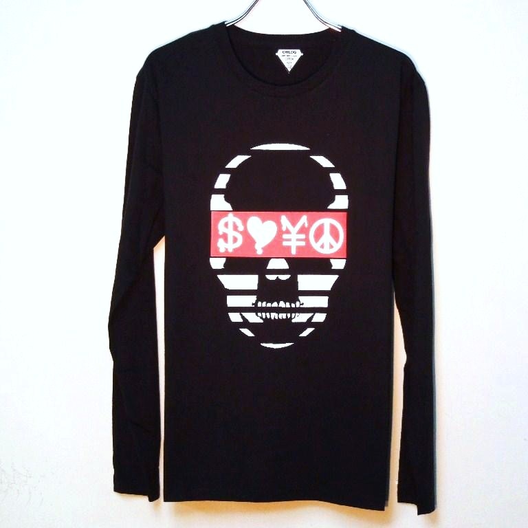Skull marking Long T-shirt black