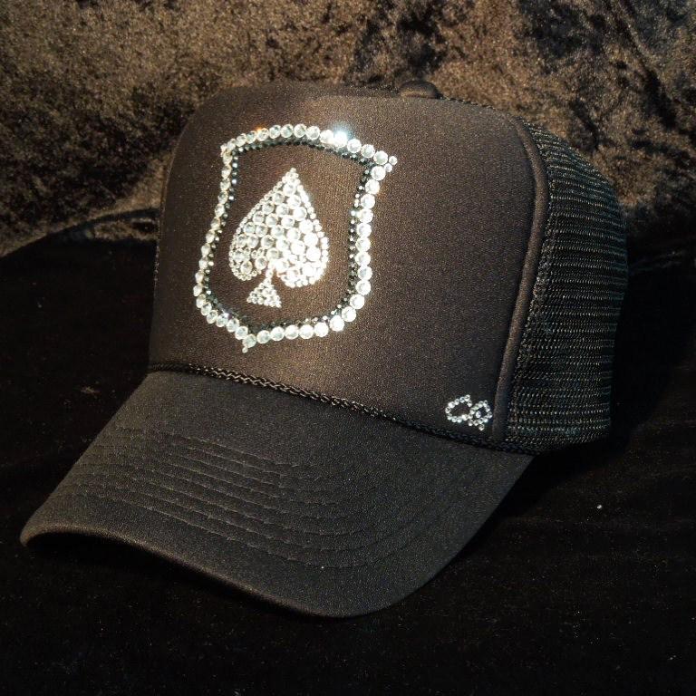 Spade emblem Swarovski black cap