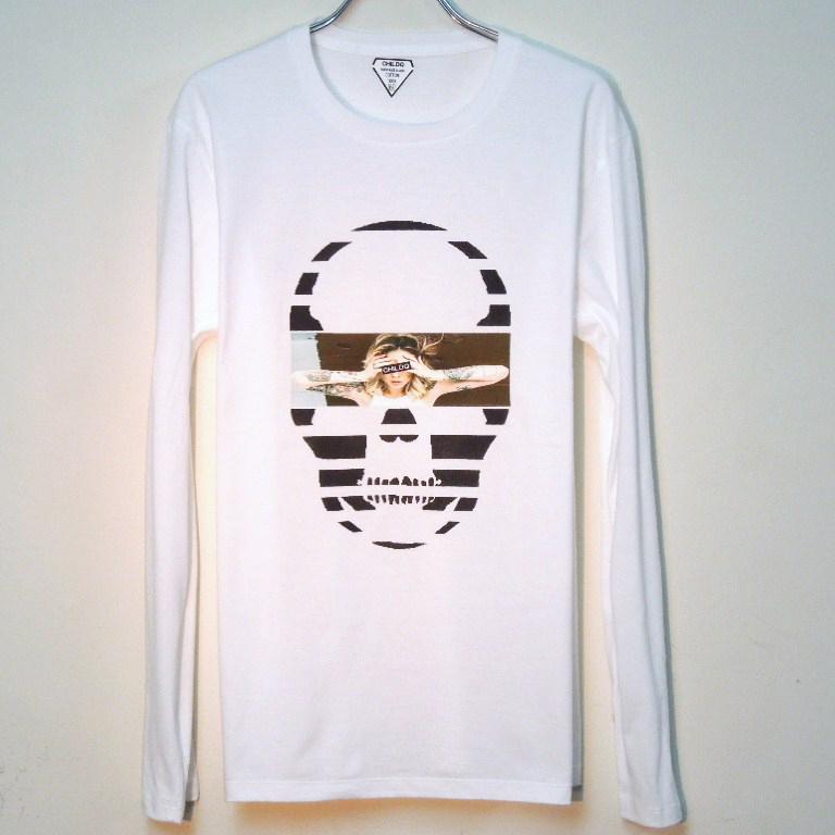 Skull Tattoo Girl Long T-shirt white