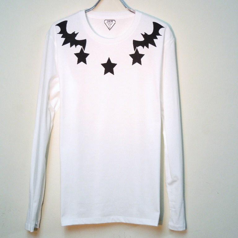 Star bat Long T-shirt white