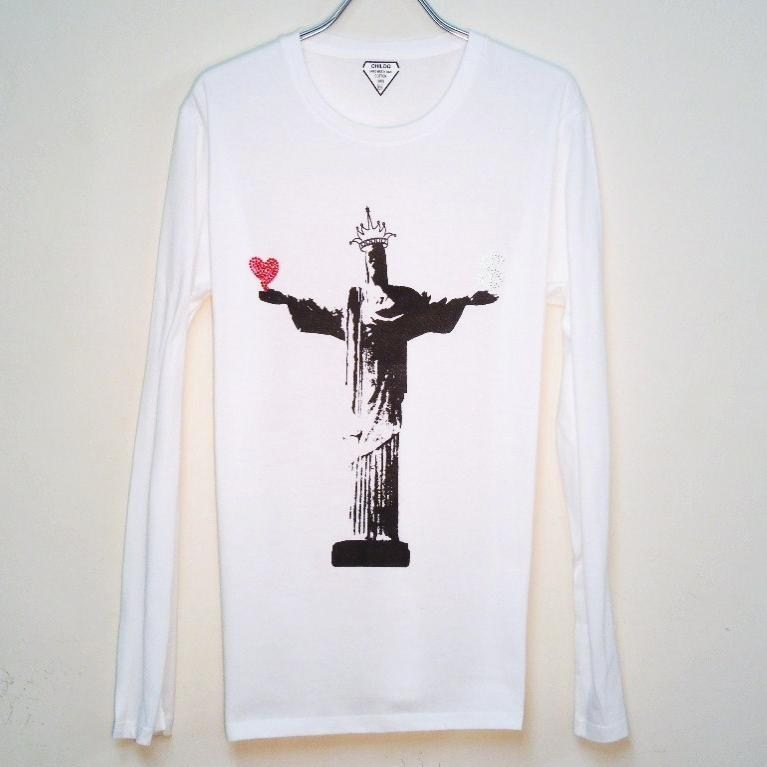 Jesus Swarovski Long T-shirt white