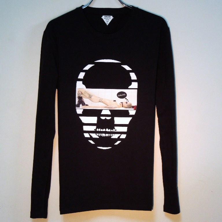 Skull Tattoo Girl NO.2 Long T-shirt black