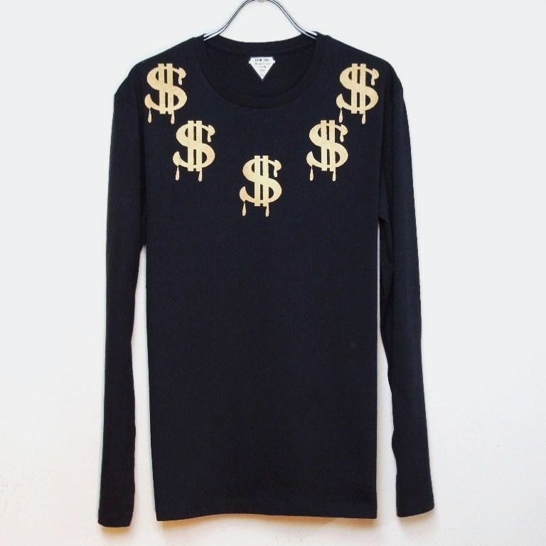 �� Dollar necklace Long T-shirt black