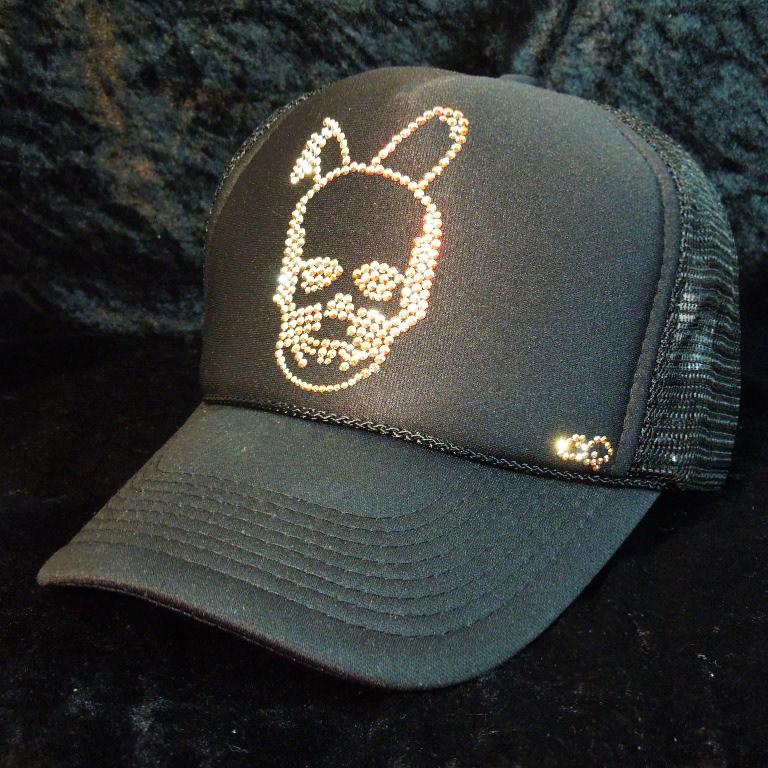 Skull Bunny Swarovski cap��Black��Gold