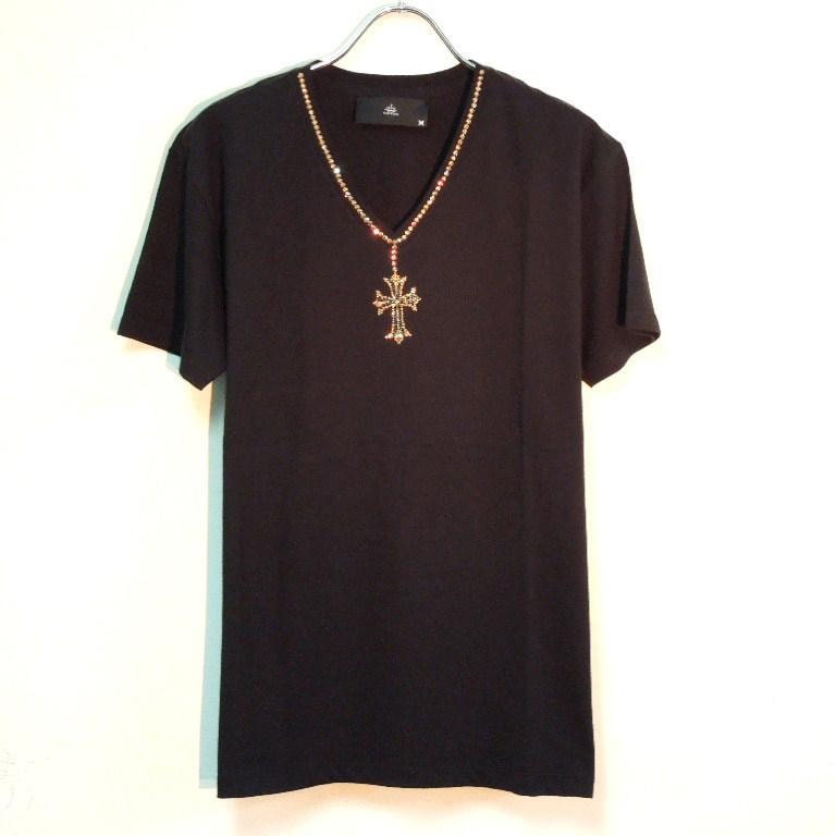 Cross Gold Swarovski necklace T-shirt����lack
