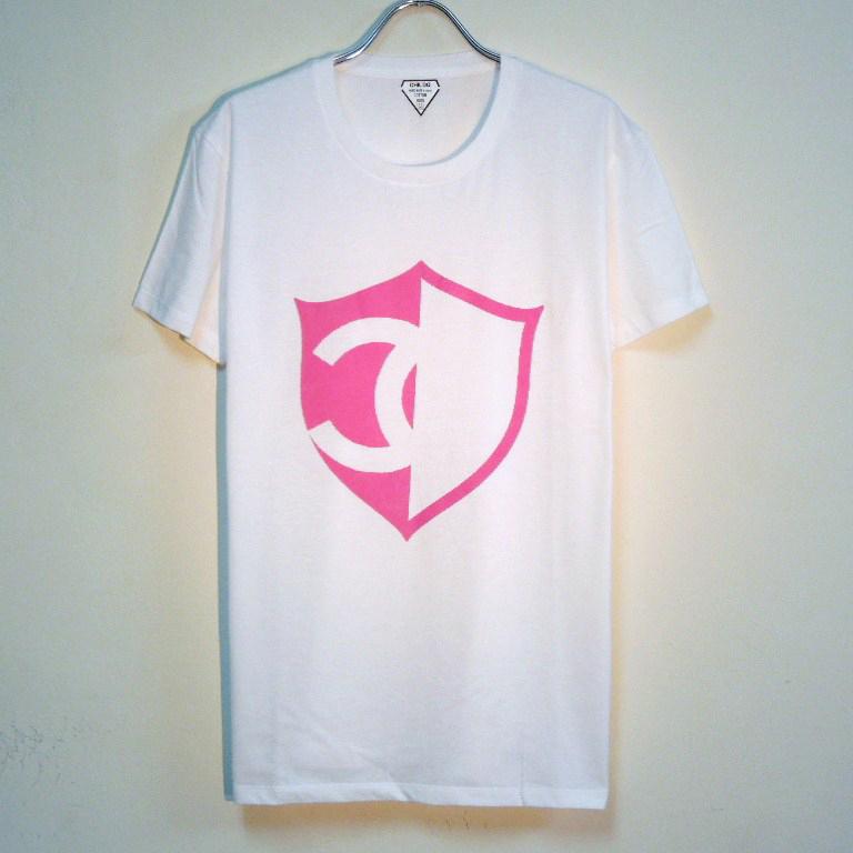 Half CQ emblem T-shirtWhitePink