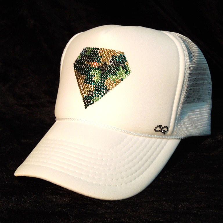 Diamond camouflage Swarovski Cap white