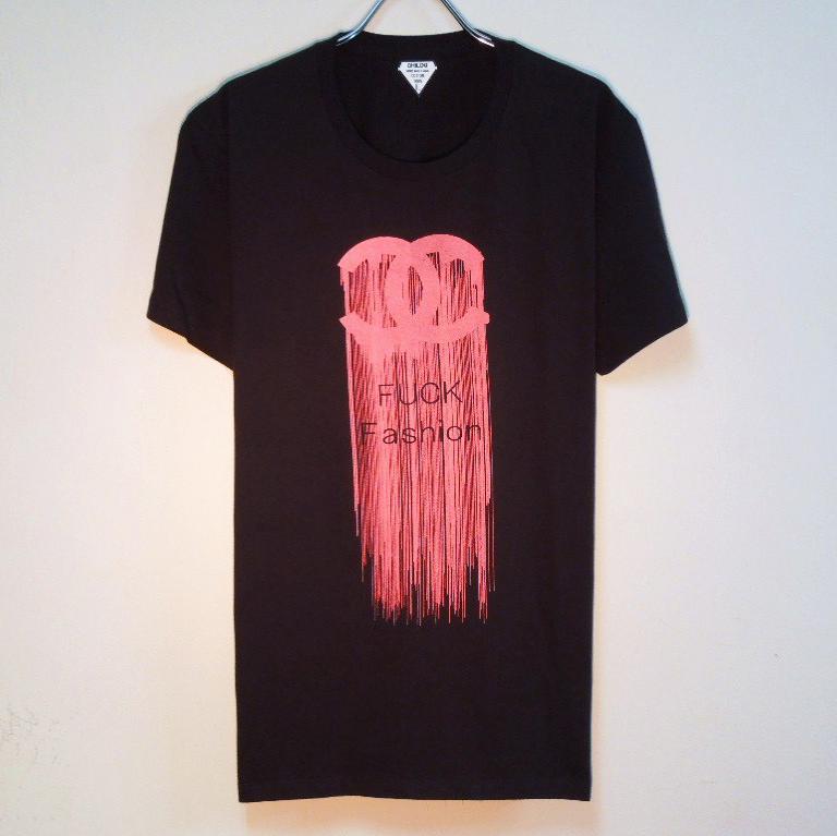 Fuck Fashion waterfall T-shirt Black��Pink