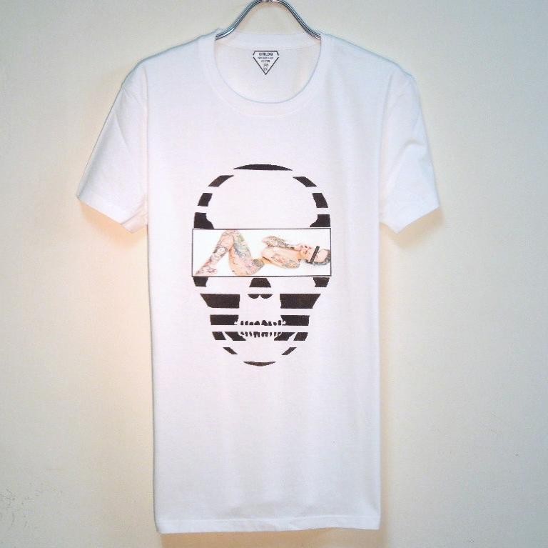 Skull Tattoo Girl NO.6 T-shirt white
