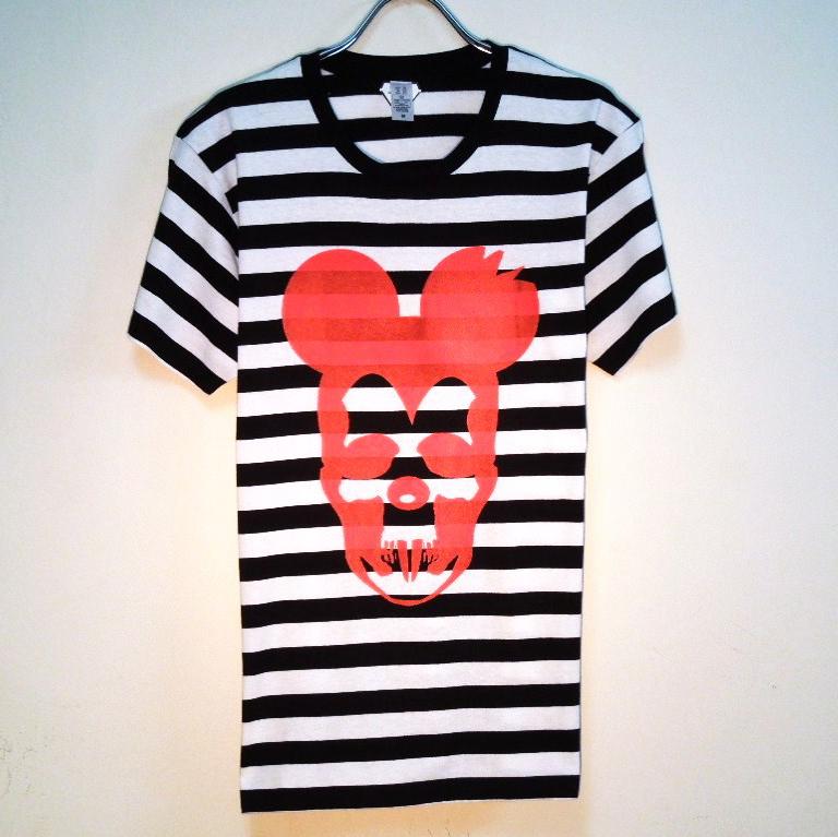 Skull Mouse Border T-shirt Red
