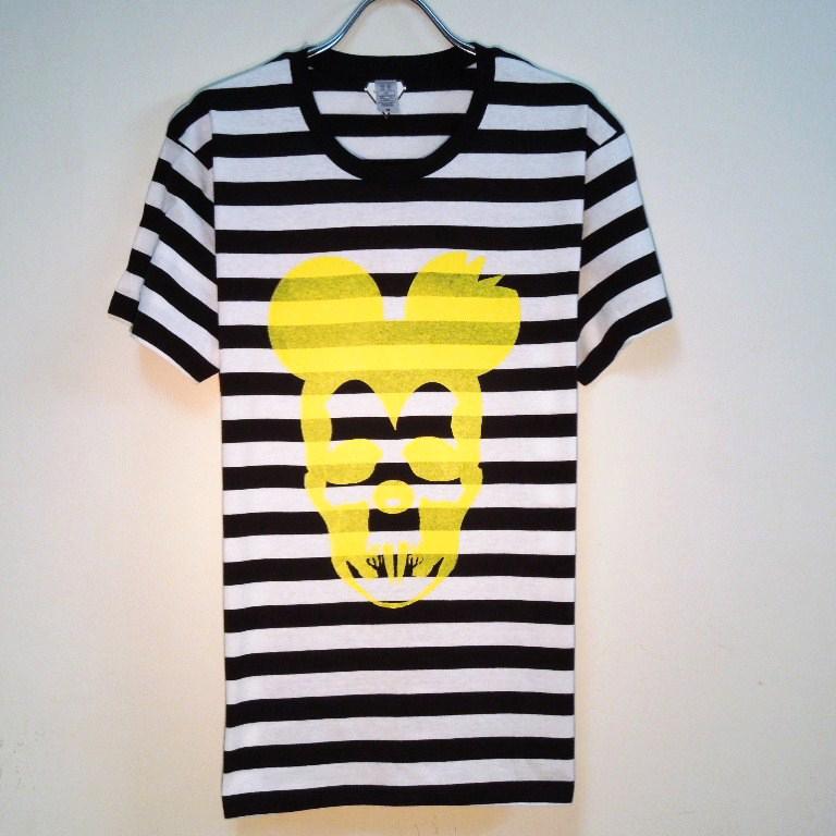 Skull Mouse Border T-shirt Yellow