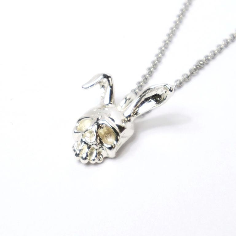 CQ Skull Bunny necklace Silver