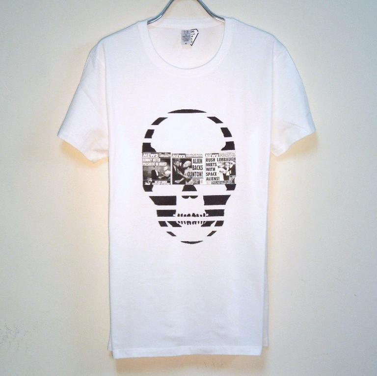Skull news paper T-shirt white
