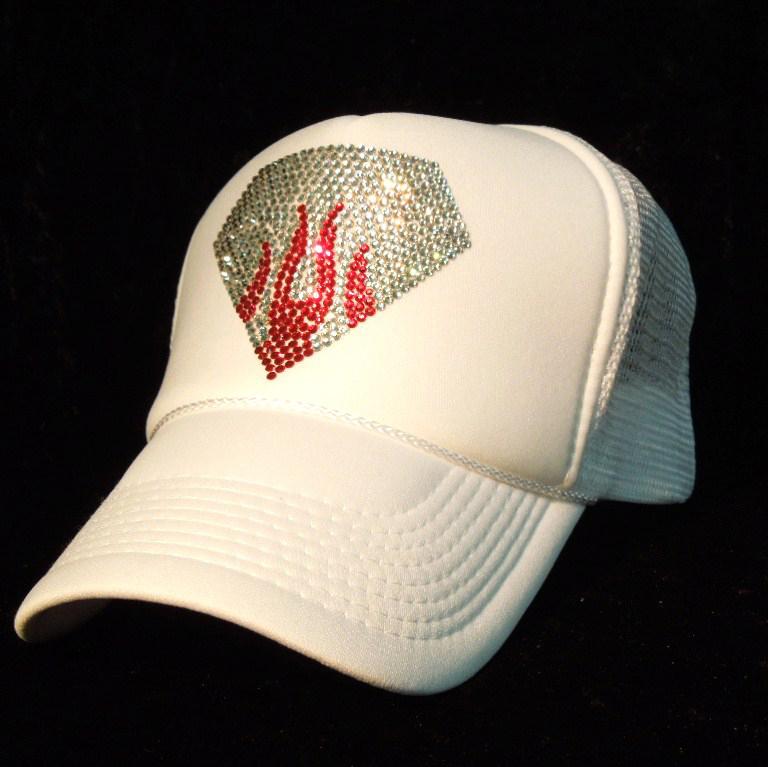 Diamond Fire pattern Swarovski cap white