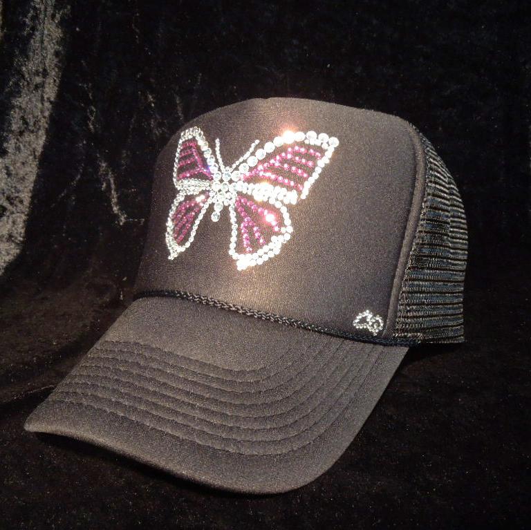 Butterfly Swarovski cap black