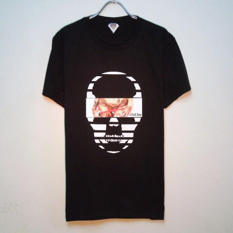 Skull Tattoo Girl NO.�� T-shirt��Black