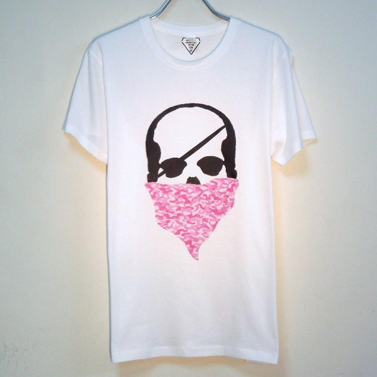 Skull pink camouflage bandana white