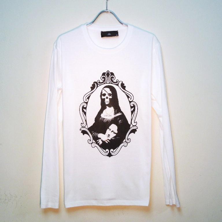 Frame Skull Mona Lisa Swarovski Long T-shirt White