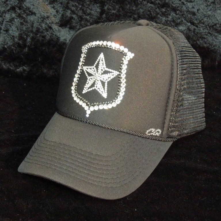 Rock star emblem Swarovski cap black