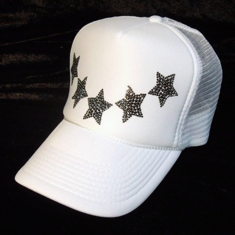 Five-star Swarovski cap white
