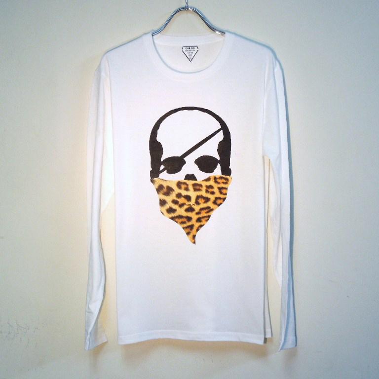 Skull Bandana Leopard Long T-shirt White